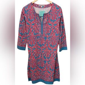 Vibrant Blue and Red Midi Dress